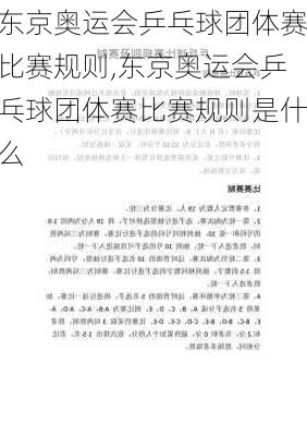 东京奥运会乒乓球团体赛比赛规则,东京奥运会乒乓球团体赛比赛规则是什么
