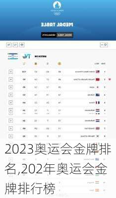 2023奥运会金牌排名,202年奥运会金牌排行榜