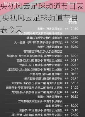 央视风云足球频道节目表,央视风云足球频道节目表今天