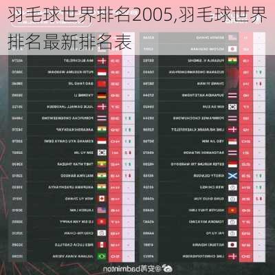 羽毛球世界排名2005,羽毛球世界排名最新排名表