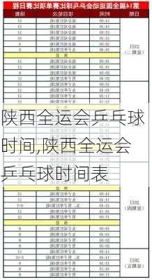 陕西全运会乒乓球时间,陕西全运会乒乓球时间表