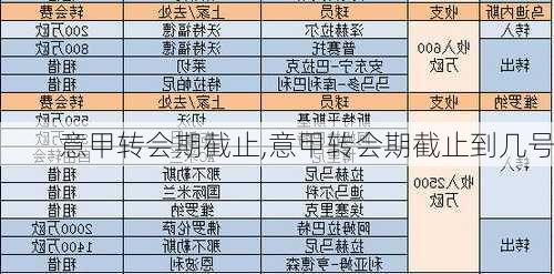 意甲转会期截止,意甲转会期截止到几号