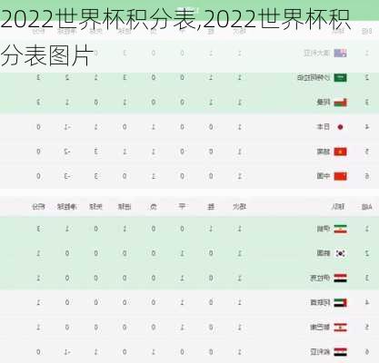 2022世界杯积分表,2022世界杯积分表图片