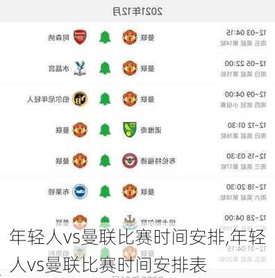 年轻人vs曼联比赛时间安排,年轻人vs曼联比赛时间安排表