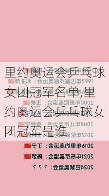 里约奥运会乒乓球女团冠军名单,里约奥运会乒乓球女团冠军是谁
