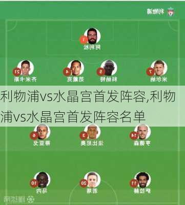 利物浦vs水晶宫首发阵容,利物浦vs水晶宫首发阵容名单