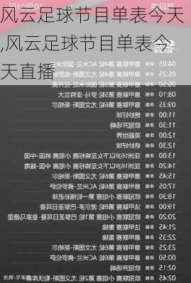 风云足球节目单表今天,风云足球节目单表今天直播