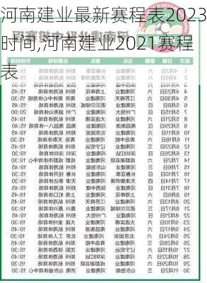 河南建业最新赛程表2023时间,河南建业2021赛程表