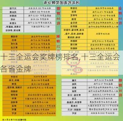 十三全运会奖牌榜排名,十三全运会各省金牌