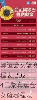 奥运会女篮赛程表,2024巴黎奥运会女篮赛程表