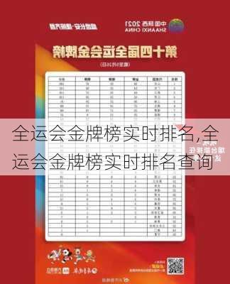 全运会金牌榜实时排名,全运会金牌榜实时排名查询
