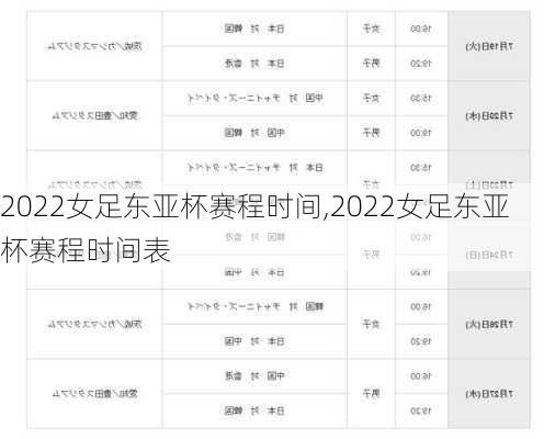 2022女足东亚杯赛程时间,2022女足东亚杯赛程时间表