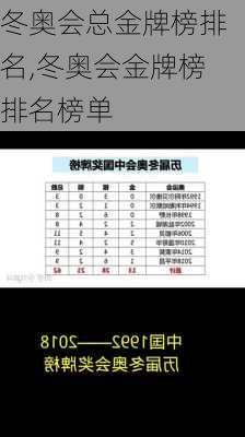 冬奥会总金牌榜排名,冬奥会金牌榜排名榜单