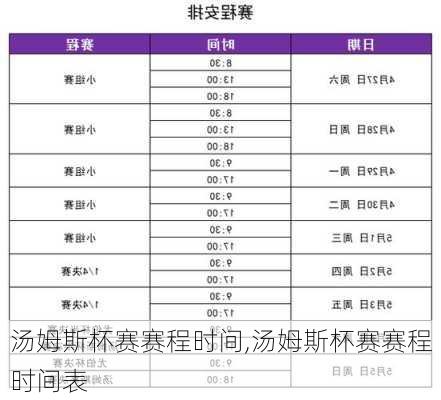 汤姆斯杯赛赛程时间,汤姆斯杯赛赛程时间表