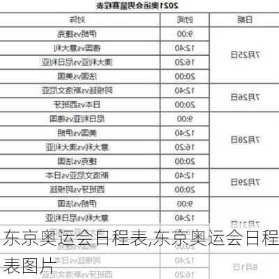东京奥运会日程表,东京奥运会日程表图片