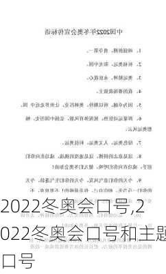 2022冬奥会口号,2022冬奥会口号和主题口号