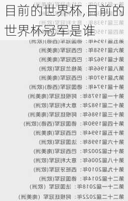 目前的世界杯,目前的世界杯冠军是谁