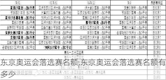 东京奥运会落选赛名额,东京奥运会落选赛名额有多少