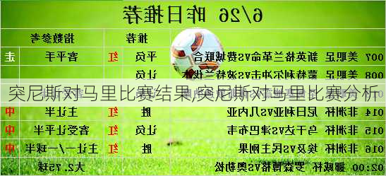 突尼斯对马里比赛结果,突尼斯对马里比赛分析