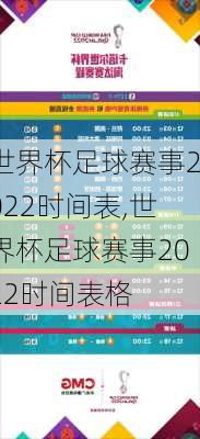 世界杯足球赛事2022时间表,世界杯足球赛事2022时间表格