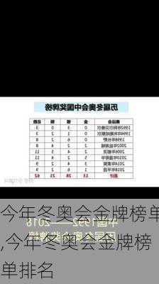 今年冬奥会金牌榜单,今年冬奥会金牌榜单排名