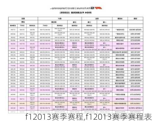 f12013赛季赛程,f12013赛季赛程表