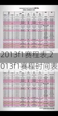 2013f1赛程表,2013f1赛程时间表