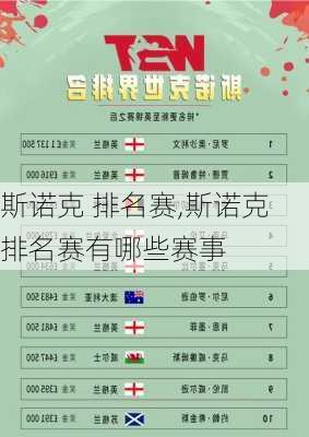 斯诺克 排名赛,斯诺克排名赛有哪些赛事