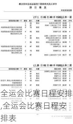 全运会比赛日程安排,全运会比赛日程安排表