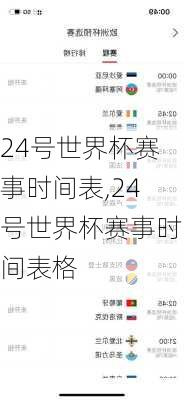 24号世界杯赛事时间表,24号世界杯赛事时间表格