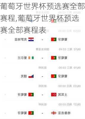 葡萄牙世界杯预选赛全部赛程,葡萄牙世界杯预选赛全部赛程表