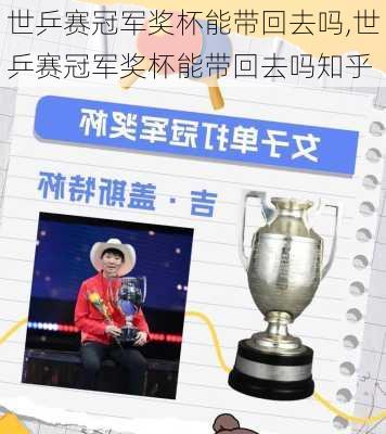 世乒赛冠军奖杯能带回去吗,世乒赛冠军奖杯能带回去吗知乎