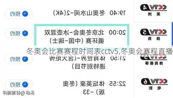 冬奥会比赛赛程时间表cctv5,冬奥会赛程直播