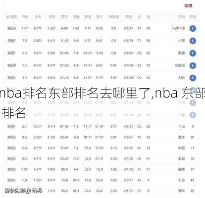 nba排名东部排名去哪里了,nba 东部 排名