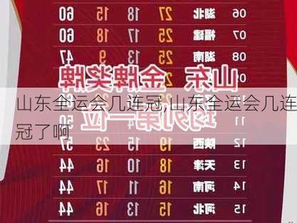 山东全运会几连冠,山东全运会几连冠了啊