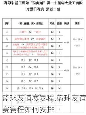 篮球友谊赛赛程,篮球友谊赛赛程如何安排
