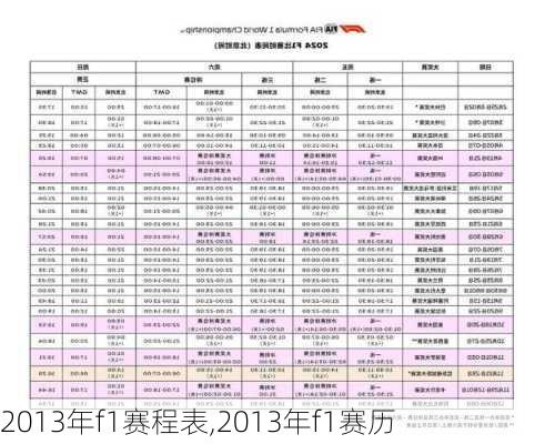 2013年f1赛程表,2013年f1赛历