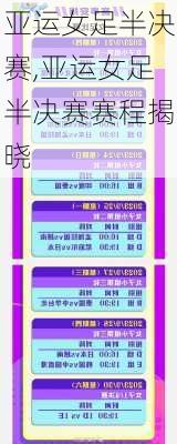 亚运女足半决赛,亚运女足半决赛赛程揭晓