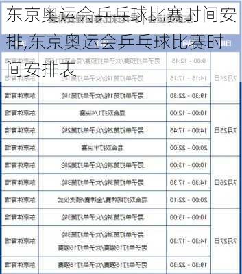 东京奥运会乒乓球比赛时间安排,东京奥运会乒乓球比赛时间安排表