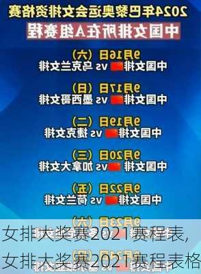 女排大奖赛2021赛程表,女排大奖赛2021赛程表格