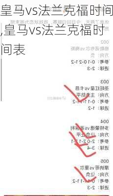 皇马vs法兰克福时间,皇马vs法兰克福时间表