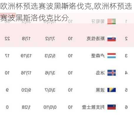 欧洲杯预选赛波黑斯洛伐克,欧洲杯预选赛波黑斯洛伐克比分