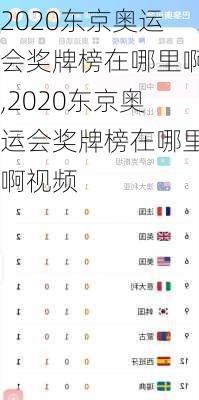 2020东京奥运会奖牌榜在哪里啊,2020东京奥运会奖牌榜在哪里啊视频