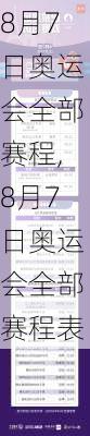 8月7日奥运会全部赛程,8月7日奥运会全部赛程表