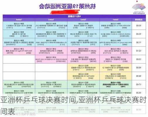 亚洲杯乒乓球决赛时间,亚洲杯乒乓球决赛时间表
