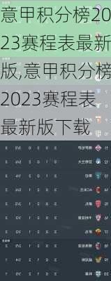 意甲积分榜2023赛程表最新版,意甲积分榜2023赛程表最新版下载