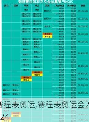 赛程表奥运,赛程表奥运会2024