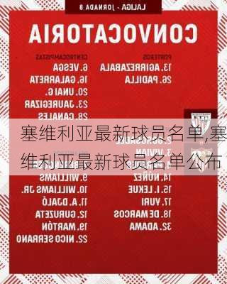 塞维利亚最新球员名单,塞维利亚最新球员名单公布