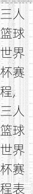 三人篮球世界杯赛程,三人篮球世界杯赛程表
