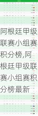 阿根廷甲级联赛小组赛积分榜,阿根廷甲级联赛小组赛积分榜最新